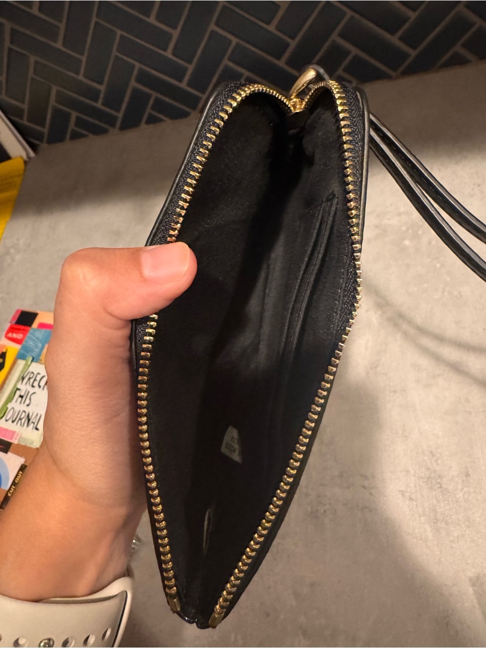 Coach Brown Signature Bee Zip Wristlet - Picture 4 of 4